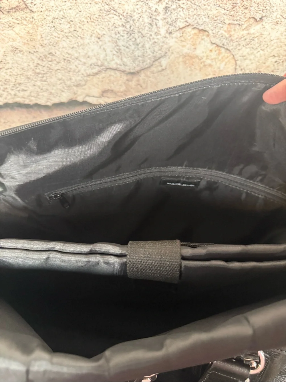 WILSON LEATHER EUC XL BLACK LEATHER BUSINESS B42 TOTE WITH CROSSBODY STRAP